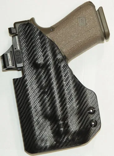 Vista 4 de REVKEL Funda IWB moldeada Kydex personalizada para Smith & Wesson M&P Shield 9/40 con riel táctico de recuperación y mini valquiria Olight Pl-2.