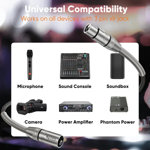 Vista 7 de CableCreation Cable XLR de 10 pies, cable de micrófono macho a hembra, cable de micrófono XLR trenzado de nailon equilibrado resistente, compatible