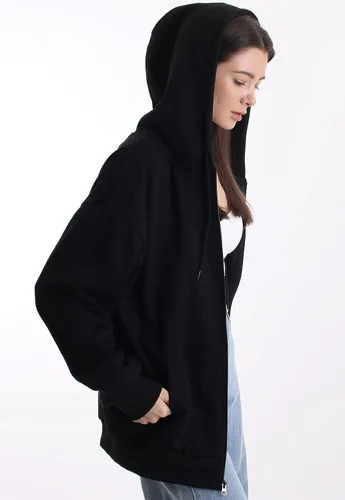 Vista 8 de MAJECLO Sudadera con capucha cómoda y ligera de gran tamaño con cremallera para mujer