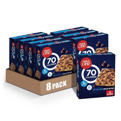 Vista 10 de Fiber One Brownies de 70 calorías, barras de bocadillos de galletas con chispas de chocolate, 2g de azúcar, paquete de valor, 12 unidades, 10.6 oz