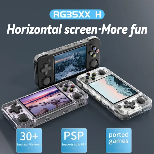 Vista 2 de WESICH RG35XX H - Consola de juegos retro, pantalla IPS de 3.5 pulgadas incorporada de 64 GB+tarjeta TF de 128 GB, con batería de 3300 mAh, sistema