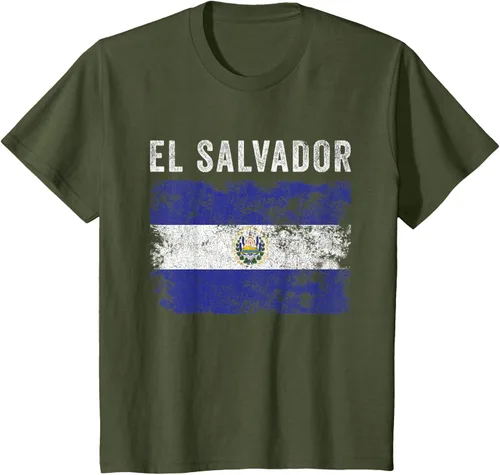 Vista 9 de Bandera de El Salvador envejecido - Hombres Mujeres - Camiseta de la bandera salvadoreña, Negro