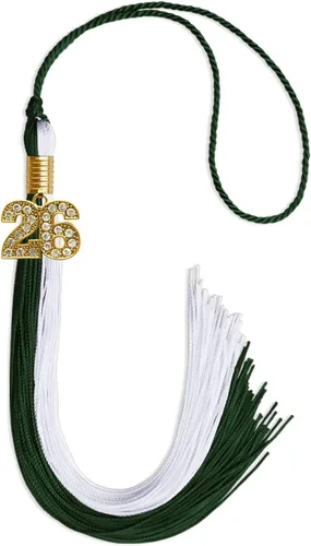 Vista 64 de Endea Graduation Borla de doble color con dije dorado (negro/oro brillante, 2022)