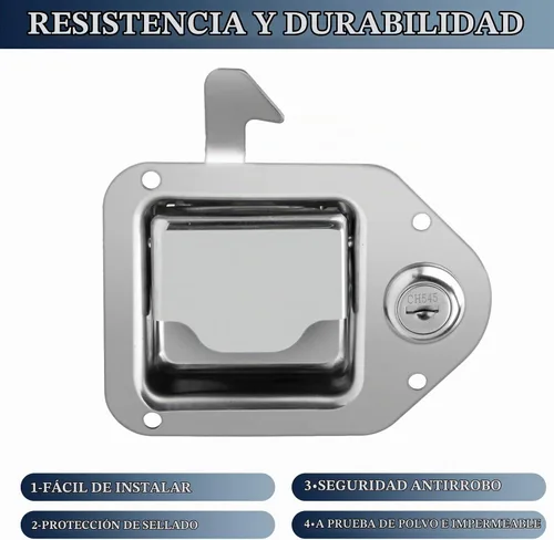 Vista 4 de BAUMFEUER Caja de herramientas de repuesto para camión, caja de herramientas de acero inoxidable 304, mango de bloqueo de paleta con llaves