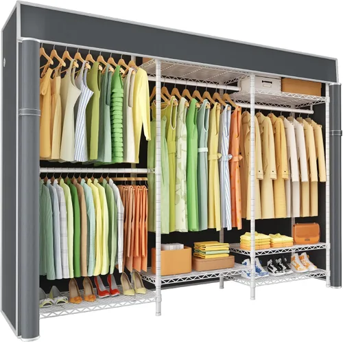 Vista 10 de Ulif E13C Sistema Organizador de Armario de Servicio Pesado, Estantes de Ropa Independientes para Colgar Ropa, Perchero Ajustable de 63" An x 16" Pr