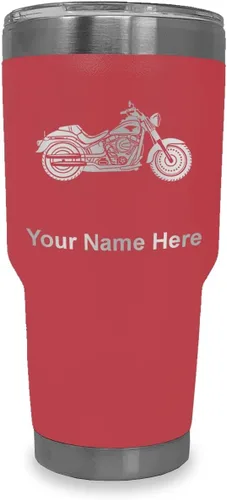 Vista 40 de LaserGram Vaso personalizado de 20 onzas, motocicleta (negro) Regalo grabado para motociclistas, acero inoxidable aislado al vacío, grabado