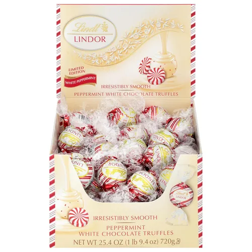 Vista 7 de Lindt LINDOR Trufas de chocolate blanco con menta, caramelo de chocolate blanco con suave centro de trufa de menta, 25.4 oz., 60