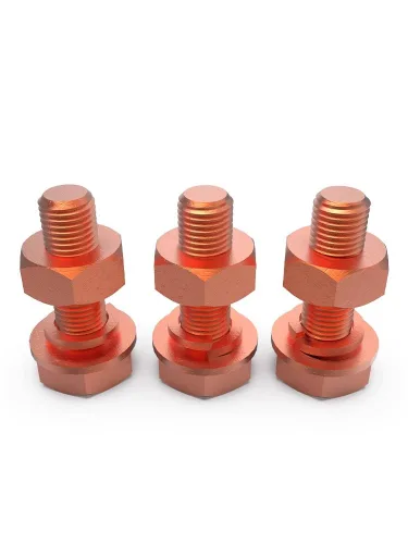 Vista 4 de M8x12mm 2sets T2 Perno de tornillo hexagonal de cobre puro, arandela de tuerca, perno conductor de cobre rojo conductor