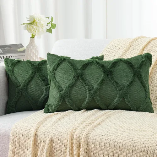Vista 14 de decorUhome - Juego de 2 fundas de cojín decorativas para primavera de 16 x 16 pulgadas, fundas de almohada afelpadas de lana y piel sintética suave