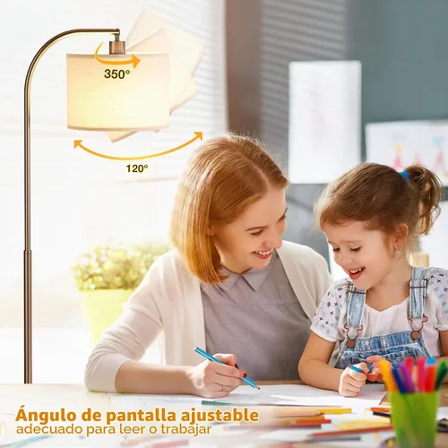 Vista 7 de Ambimall - Lámpara de pie de arco con control remoto y bombilla regulable continua, temperatura de color y brillo ajustables, lámparas de pie