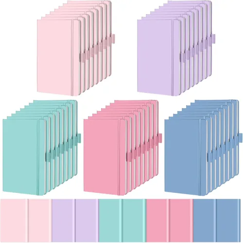 Vista 20 de Laumoi Paquete de 40 cuadernos de bolsillo, tamaño A6, mini diario de tapa dura, cuadernos forrados de cuero PU de 3.5 x 5.5 pulgadas, bloc de notas