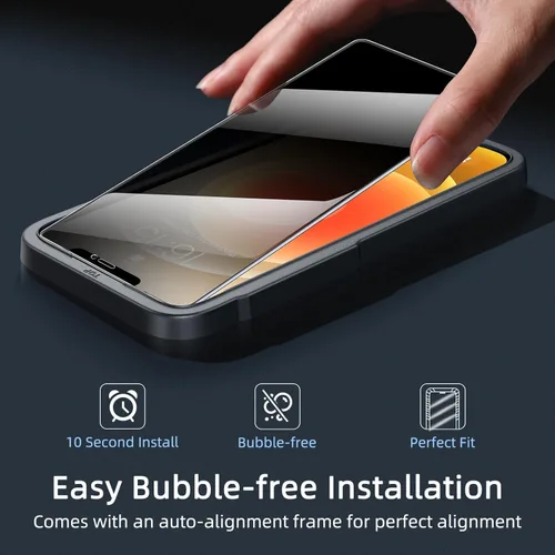 Vista 6 de ruwa Protector de pantalla de privacidad para iPhone 12 Pro Max [6.7 pulgadas] [2 unidades] Película de vidrio templado antiespía con marco