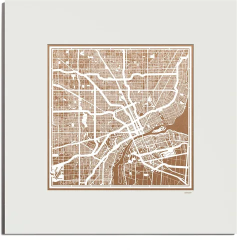 Vista 83 de O3 Design Studio San Diego, CA Paper Cut Map Matted Grey 20x20 in Paper Art