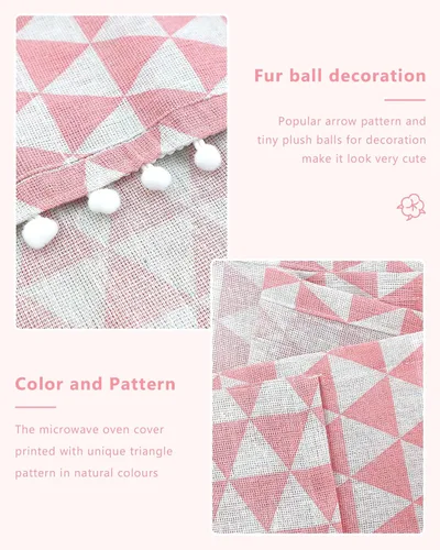 Vista 3 de Funda para horno de microondas, protector de máquina de algodón, a prueba de polvo, funda decorativa para electrodomésticos de cocina con bolsillos