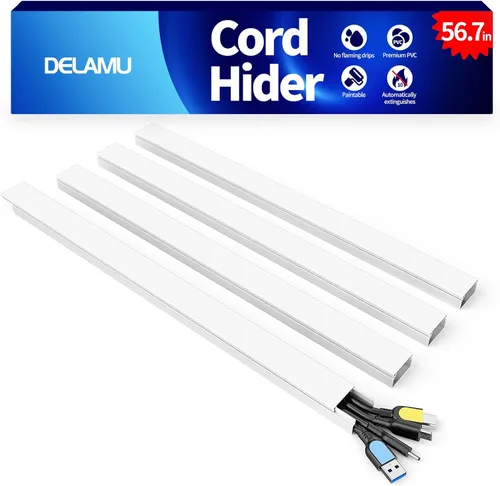 Vista 19 de Delamu Cubiertas de Cable de 157 pulgadas para Cables en la Pared, Ocultador de Cable para 1 Cable, Ocultador de Cable Pintable, Cubiertas