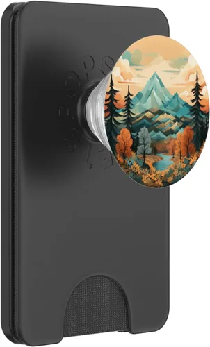 Vista 7 de PopSockets PopGrip estándar con diseño de montañas florales y paisajes bohemios