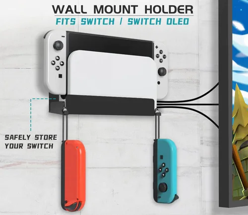 Vista 3 de Wall Mount Storage for SwitchSwitch OLED Console Holder Hooks Keeper Kit Hanging Display Shelf Hanger Rack Safely Store Your Switch Near or Behind
