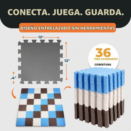 Vista 3 de BalanceFrom Foam Floor Tiles for Kids - Non-Toxic Comfortable Baby Play Mat and Interlocking Foam Tiles for Crawling & Development, Soft Play Mat