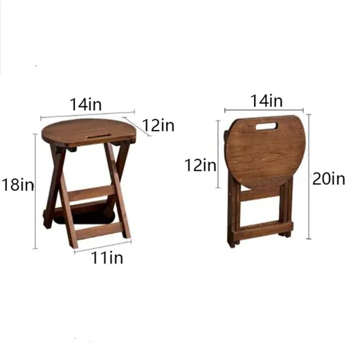 Vista 3 de Taburete plegable de 24 pulgadas, taburete de madera para mostrador de madera, taburetes de bar altos de bambú portátiles con asa, silla plegable
