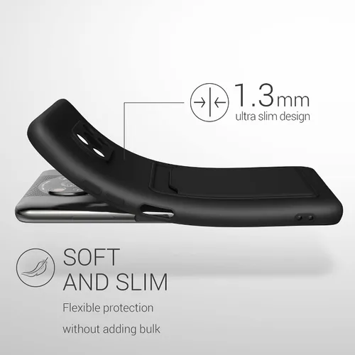 Vista 2 de kwmobile Funda compatible con Xiaomi Poco X3 NFC/Poco X3 Pro - Funda de TPU con tarjetero de crédito - Negro mate