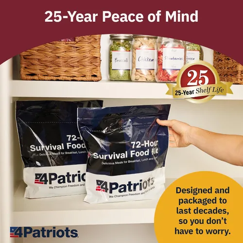 Vista 5 de 4Patriots suministro de alimentos para emergencias, kit de supervivencia para 72 horas, vida útil de 25 años, 16 porciones