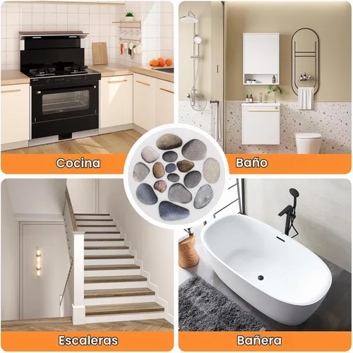 Vista 9 de Cabilock 8 calcomanías antideslizantes para bañera de 5.9 x 5.9 pulgadas, autoadhesivas antideslizantes para baño, calcomanías de seguridad