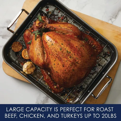 Vista 14 de Rachael Ray Bakeware Asador/Bandeja para Asar Antiadherente con Rejilla Reversible, 16.5 Pulgadas x 13.5 Pulgadas, Gris
