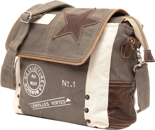 Vista 3 de Shy Shy Leather Star Shoulder Bag, Adjustable Handle, Canvas Crossbody Bag
