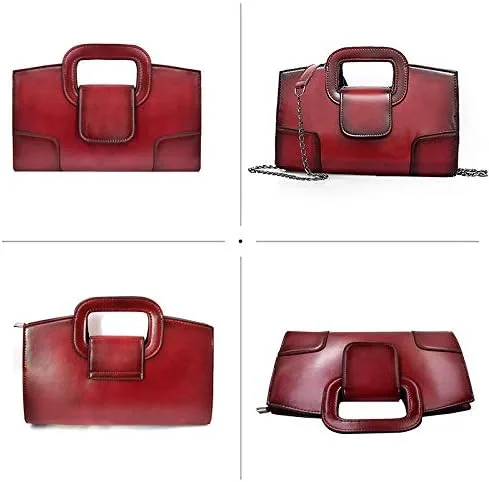 Vista 4 de Goclothod Bolso de mano con asa superior para mujer estilo vintage con solapa bandolera