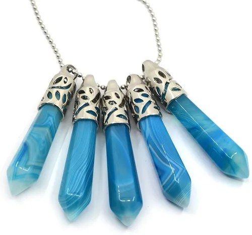 Vista 2 de Justinstones Gemstone Hexagonal Pointed Reiki Chakra Pendant Necklace 20