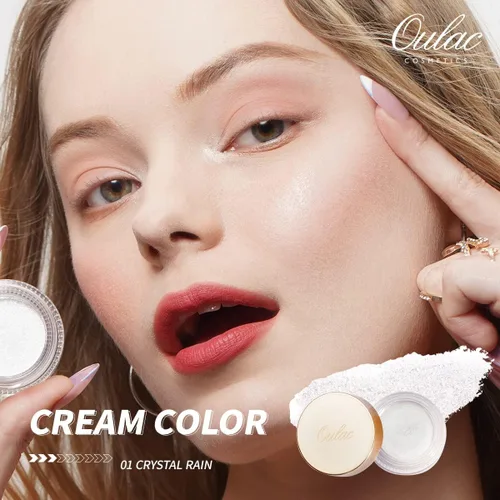 Vista 7 de Oulac Sombra de ojos en crema blanca brillante Iluminador a prueba de agua y sombra de ojos con purpurina de larga duración, color natural