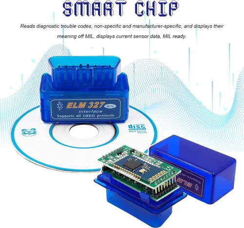 Vista 4 de 2 escáneres de diagnóstico automático de coche ELM327 OBDⅡ, mini herramienta de escaneo Bluetooth profesional OBDII y lector de código, interfaz