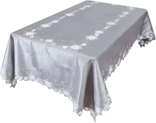 Vista 14 de Juego de 4 servilletas bordadas con copos de nieve para Navidad e invierno (doradas, servilletas de 12 x 12 pulgadas)