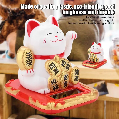 Vista 2 de Tosuny Solar Luck Kitty, gato de buena suerte, gato que hace llamas, lindo gatito chino, gato de la suerte, brazo agitador trae salud, riqueza