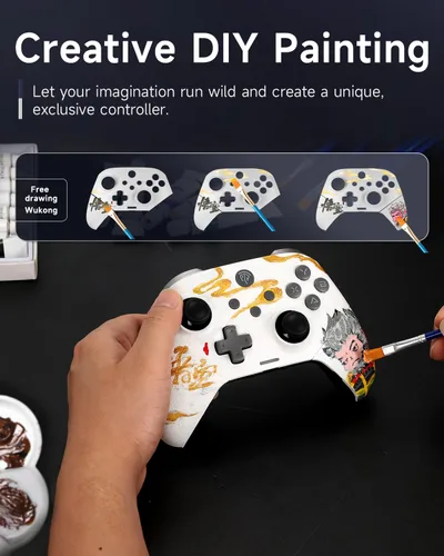 Vista 20 de EasySMX X10 Wireless PC Controller with Dual Hall Effect, Bluetooth Controller for PC/Switch/Steam/Android TV, Mobile - Include a White Swappable