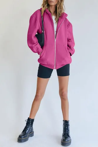 Vista 2 de Trendy Queen - Sudaderas con capucha Y2K con cremallera para mujer, de manga larga, para otoño, de gran tamaño, casual, con bolsillo