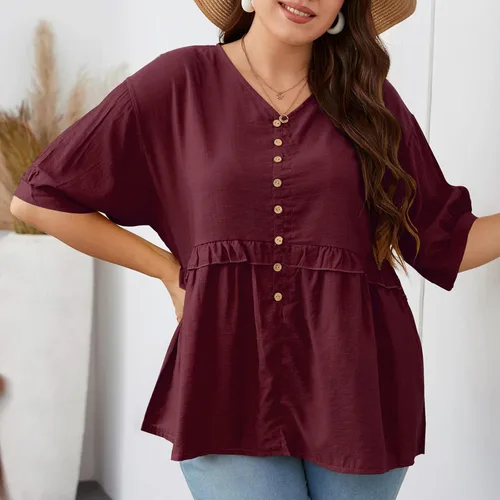 Vista 2 de Womens Summer Tops 2023 Elegant Basic Tops Holiday T-Shirts Juniors Leisure Tops Workout Tops Summer Blouses