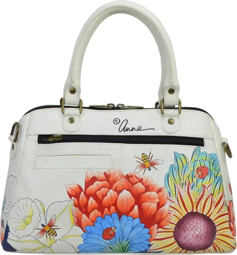Vista 2 de Anna by Anuschka Womens Genuine Leather Wide Organizer Satchel - Hand Painted Original Artwork