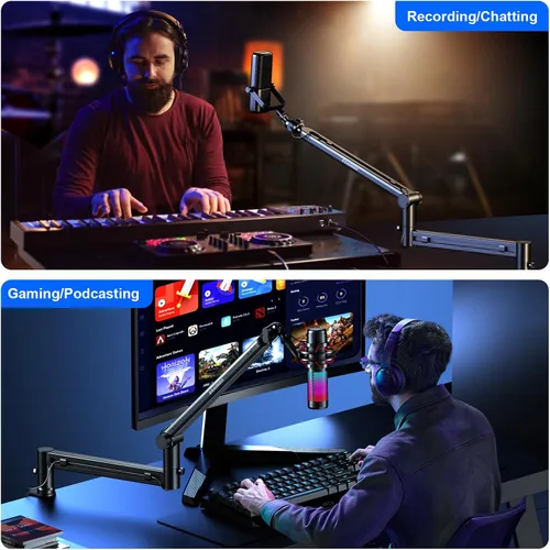 Vista 7 de Brazo de Micrófono, Aokeo AK-58 - Soporte de Brazo de Micrófono de Escritorio de Bajo Perfil Ajustable, Adecuado para Blue Yeti, Snowball iCE