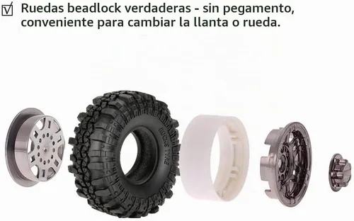 Vista 4 de Goolsky 4 neumáticos AUSTAR AX-4020C de 1.9 pulgadas 4.331 in 1/10 Rock Crawler con borde de rueda Beadlock para D90 SCX10 AXIAL RC4WD TF2 RC Car