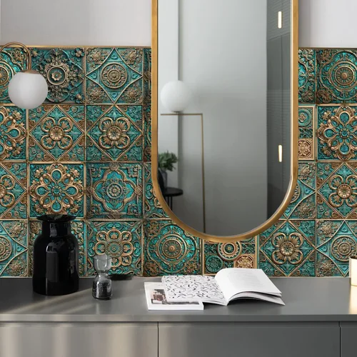 Vista 53 de Alwayspon Adhesivo para azulejos de pared moriscos para despegar y pegar, calcomanías de vinilo autoadhesivas para azulejos de cocina y baño, 4 x 4