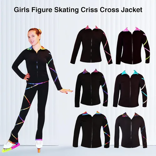 Vista 3 de Chaqueta cruzada de patinaje artístico para niñas, arcoíris
