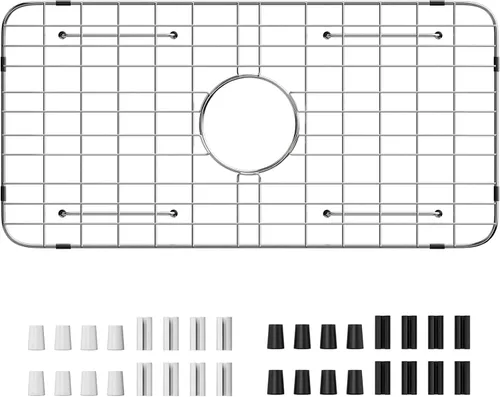 Vista 14 de Kitchen Sink Grid and Sink Protectors 25-1/8" X 12-1/2" Rear Drain Stainless Steel Sink Grids for Bottom of Kitchen Sinks