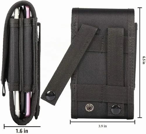 Vista 5 de Funda de teléfono de doble capacidad, bolsa táctica Molle para cinturón con parche de bandera para iPhone 17 Pro Max/16 Pro Max/16Pro/15ProMax/14