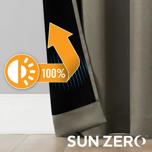 Vista 4 de Sun Zero Nordic - Juego de 2 paneles de cortinas con ojales, reducción de ruido, 100% opacas, calidad de teatro, 52 x 84 pulgadas, marrón seta