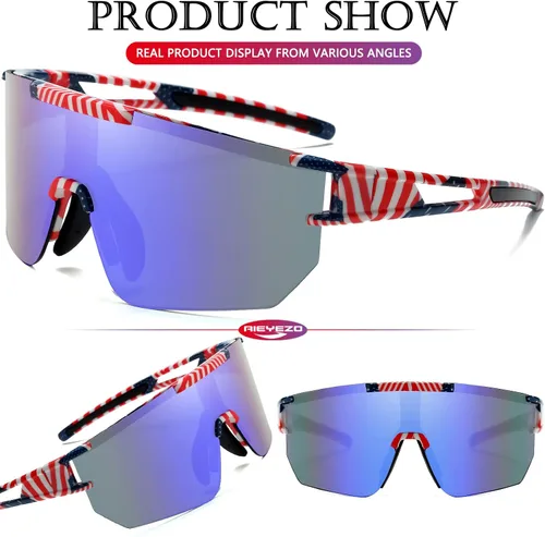 Vista 3 de AIEYEZO Gafas de sol de ciclismo para hombres y mujeres, para fanáticos de los deportes, gafas de sol de béisbol al aire libre con cuerda para gafas