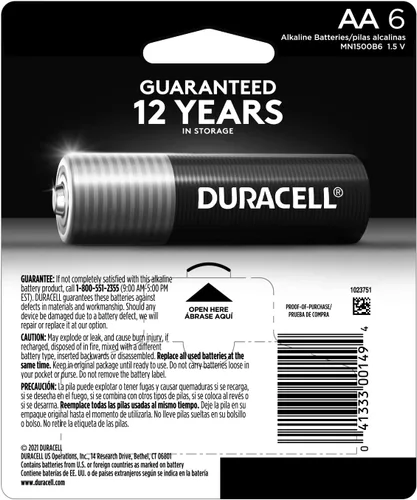 Vista 2 de Duracell Pilas AA de cobre, 6 unidades, 12 años de vida útil, larga
