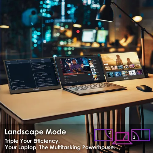Vista 6 de Kado Paquete de 2 monitores portátiles FHD de 15.6" para computadora