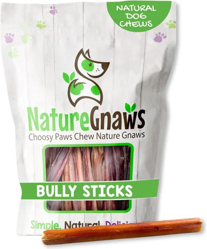 Vista 14 de Nature Gnaws Bully Stick Bites para perros pequeños de 2 a 4 pulgadas (8 onzas), de larga duración para masticadores ligeros y cachorros, golosinas