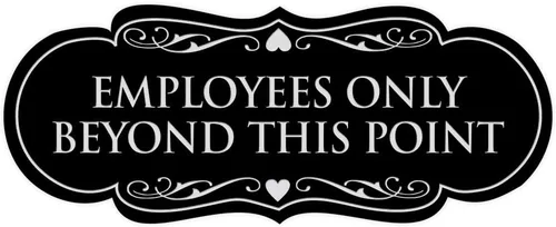 Vista 16 de Signs ByLITA Designer Employees Only Beyond This Point - Letrero (negro), tamaño mediano